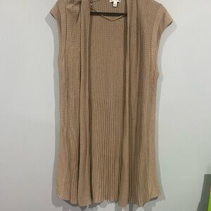 Sleeveless Tan Knit Cardigan